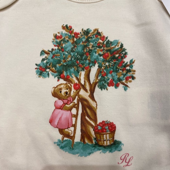 Ralph Lauren Girls' Apple Picking Polo Bear Cotton Bodysuit, 2 Pac - Picture 2 of 9